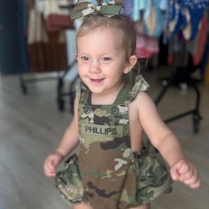 Military Inspired Baby and Kids Ruffled Short Romper  - Army, Marines, Air Force, Coast Guard - New to the shop!!