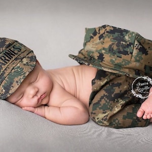 Marine Inspired Baby Military SET -  Woodland or desert Camo