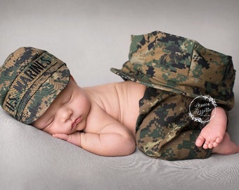 Marine Inspired Baby Military SET -  Woodland or desert Camo