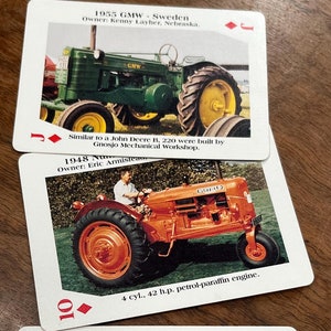 Cartes à jouer illustrées de tracteurs classiques - cartes à jouer illustrées vintage - cadeau pour la fête des pères