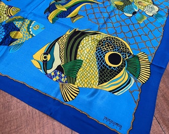 Oscar de la Renta Studio silk scarf with tropical fish - made in Japan