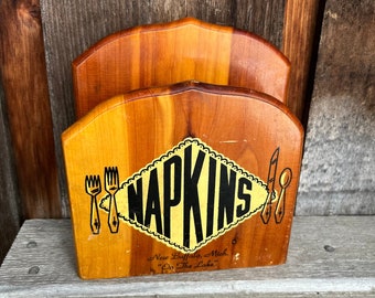 1970s wooden napkin holder from On The Lake diner, New Buffalo, Michigan