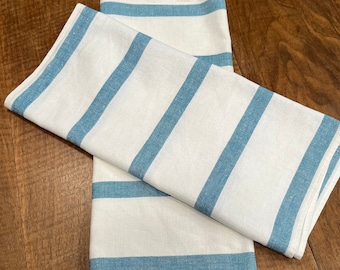 Set of 2 Vintage blue stripe cotton tea towels by Cannon, made in USA