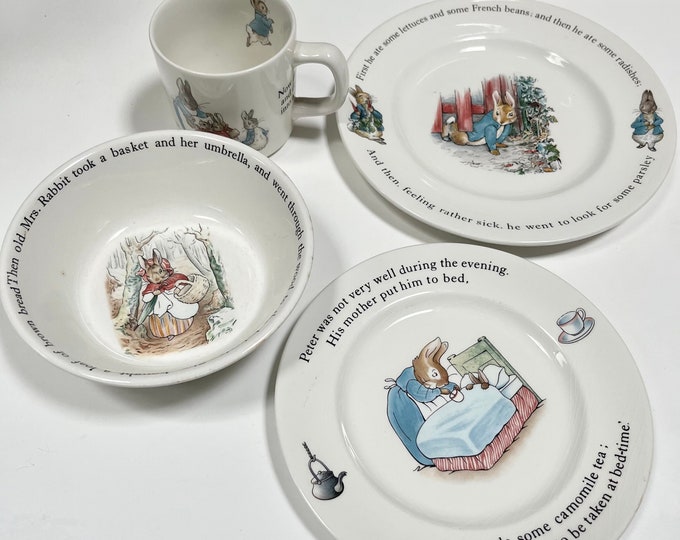 Set of 4 Vintage Wedgwood Peter Rabbit Dishes Mug Bowl Etsy