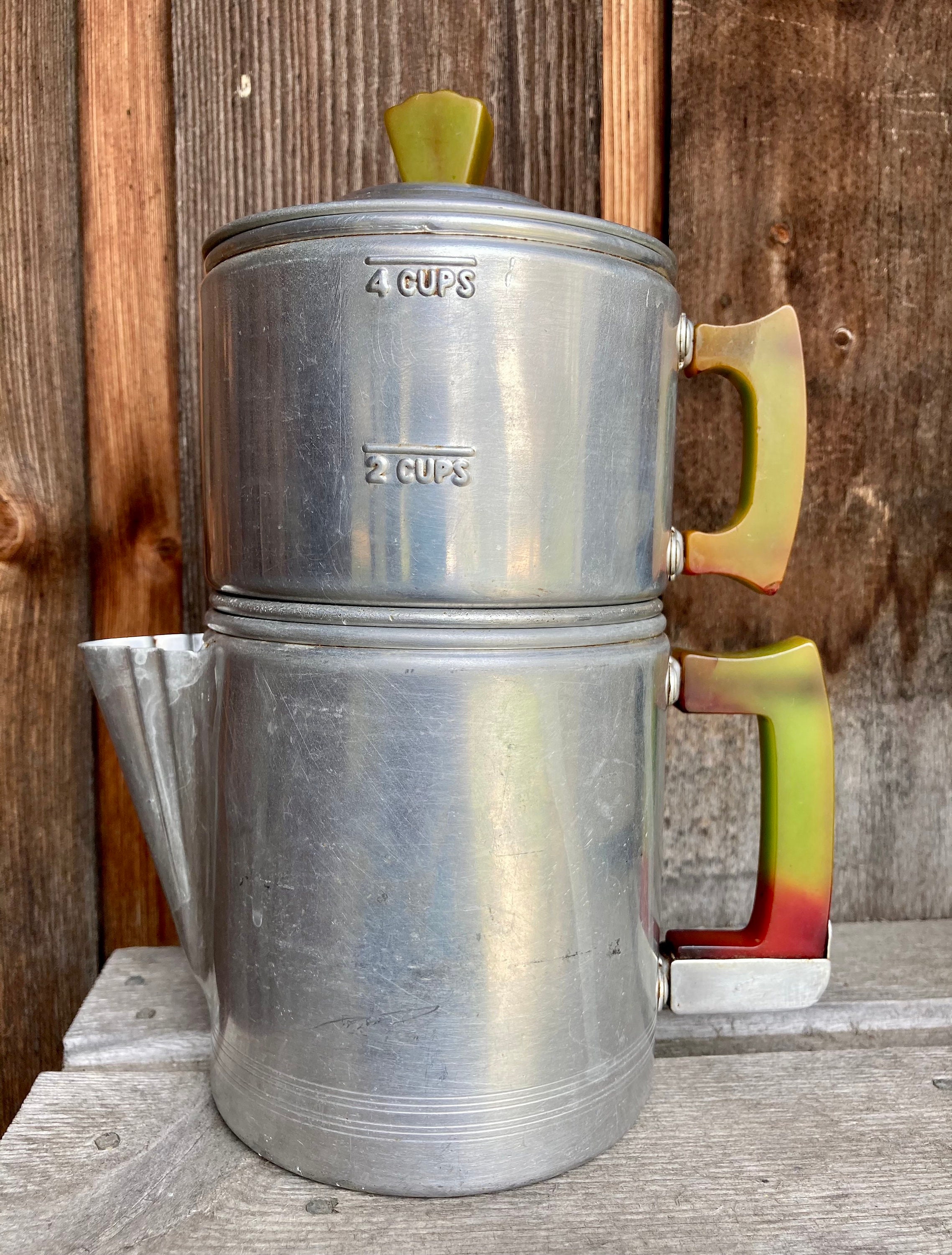 Vintage Stove Top Coffee Percolator Aluminum With Bakelite 