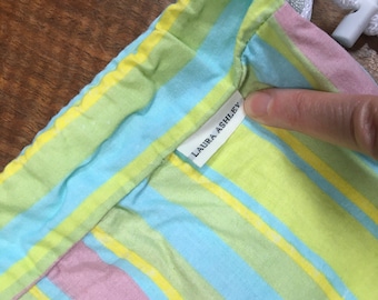 1980s Laura Ashley laundry bag - bright striped laundry bag