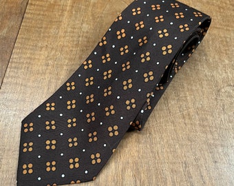 Vintage Emanuel Ungaro Paris men’s necktie - 1990s tie in brown with rust pattern