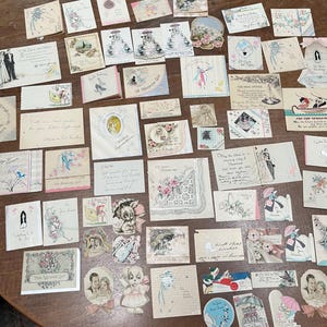 Lot of 57 cards from 1936 wedding and wedding shower - sold together as a lot