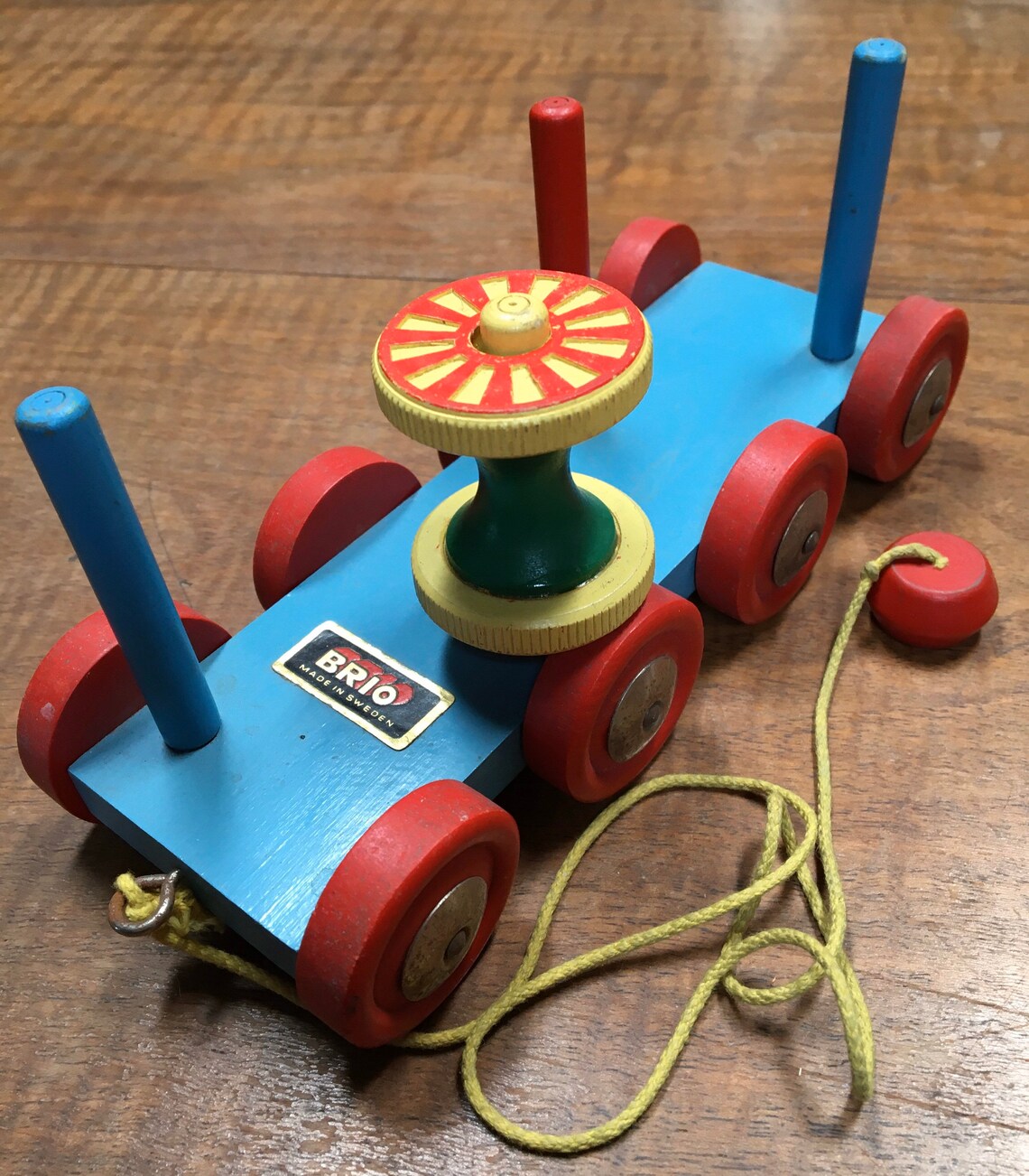 Brio Pull Toy Made in Sweden Wooden Toy on Wheels Vintage Etsy