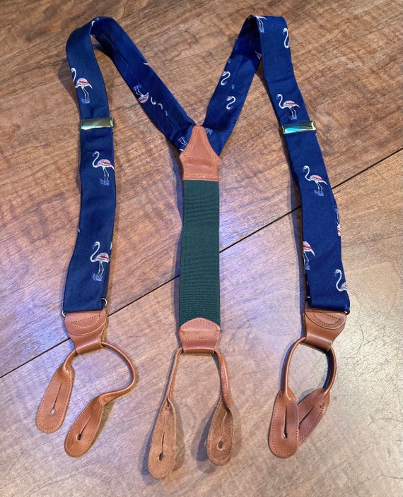Vintage Ralph Lauren button suspenders - blue silk