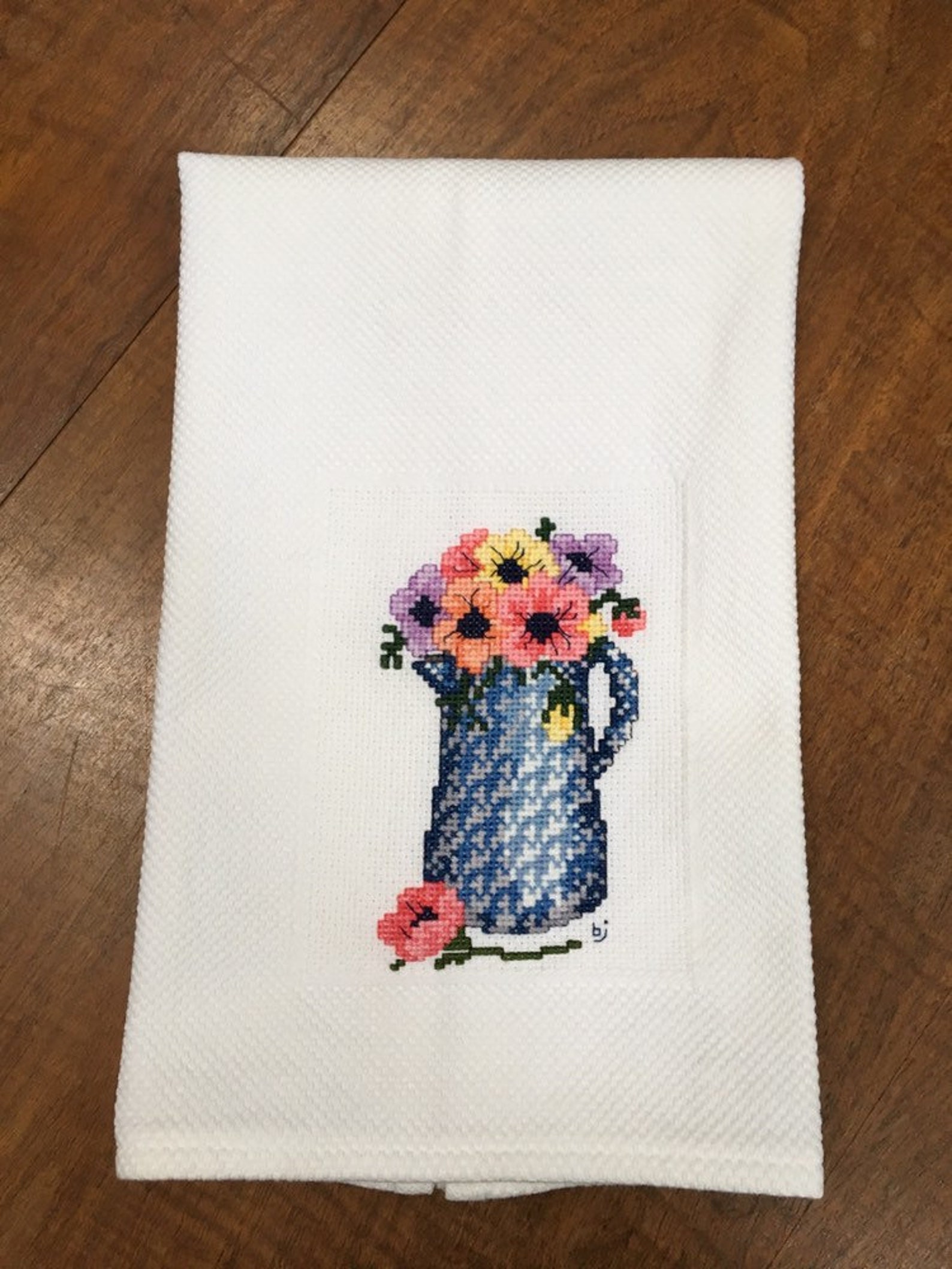 Vintage Crossstitch Kitchen Towel tea Towel Hand Etsy