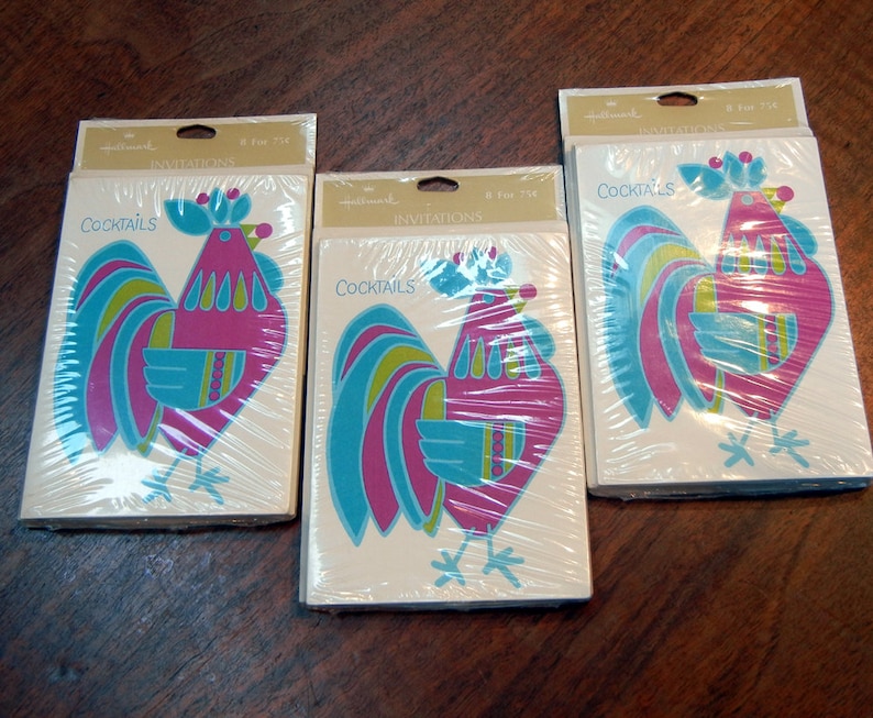 24 Vintage 1970s cocktail invitations unused old stock 3 packs of 8 each