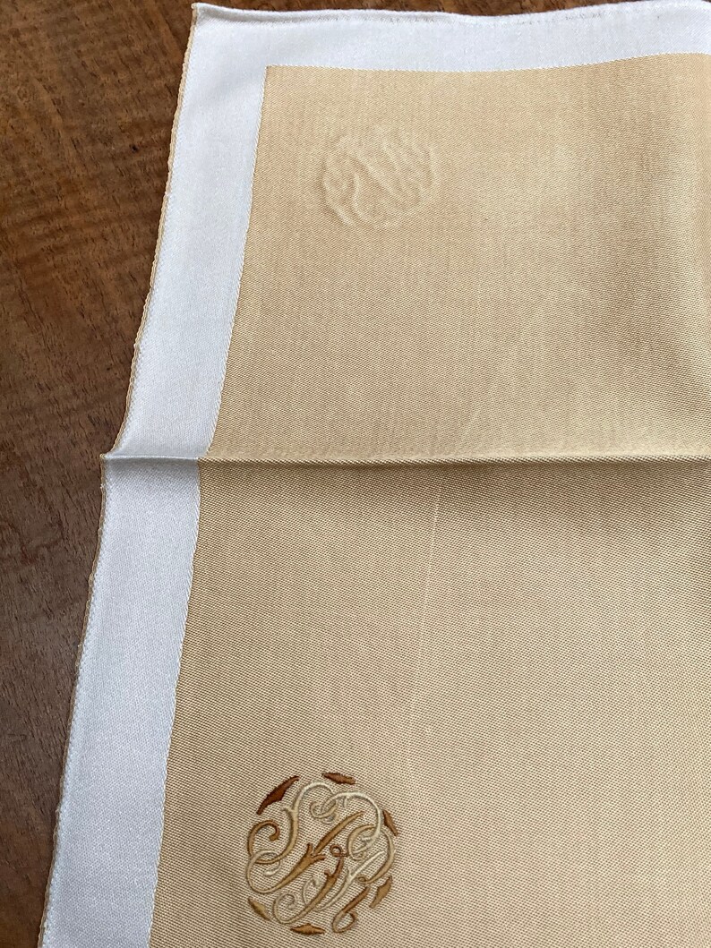 12 Antique Damask Dinner Napkins Gold and White Monogrammed Etsy