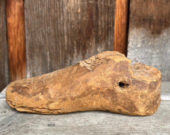 Rustic baby’s shoe form - antique primitive wooden cobbler’s shoe last for child’s shoe - sold AS IS