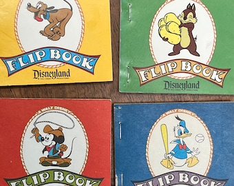 1970s Disneyland flip books - Mickey Mouse, Donald Duck, Pluto, Chip - sold separately