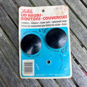 1980s Replacement Lid Knobs, New Old Stock Set of 2 Black Cookware Handles