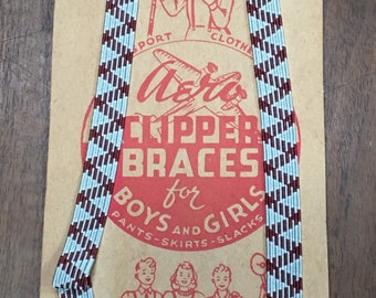 1950s Child's Suspenders on Original Display Card - midcentury child's suspenders, New Old Stock