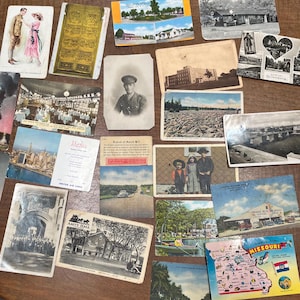 VENTE : Lot de 21 cartes postales vintage et anciennes - New York, menu United Airlines, Old Faithful, Joe King's Rathskeller, Americana