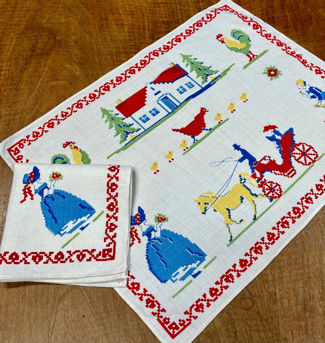 Vintage Placemat and Napkin 1950s Table Setting Single Etsy