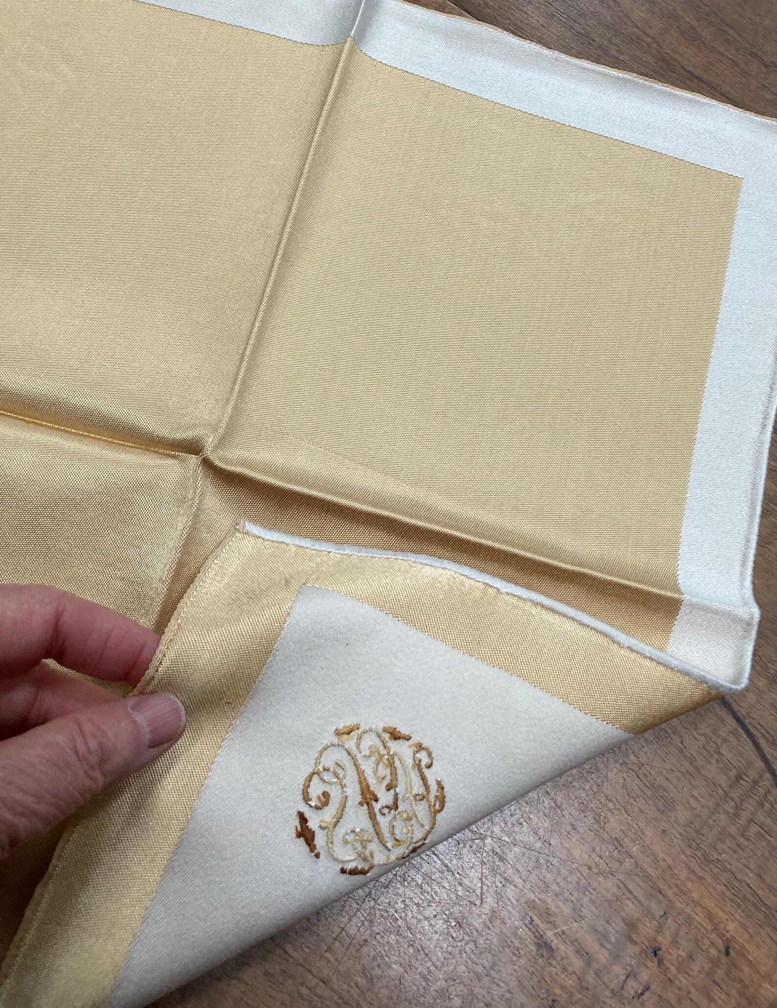 12 Antique Damask Dinner Napkins Gold and White Monogrammed Etsy
