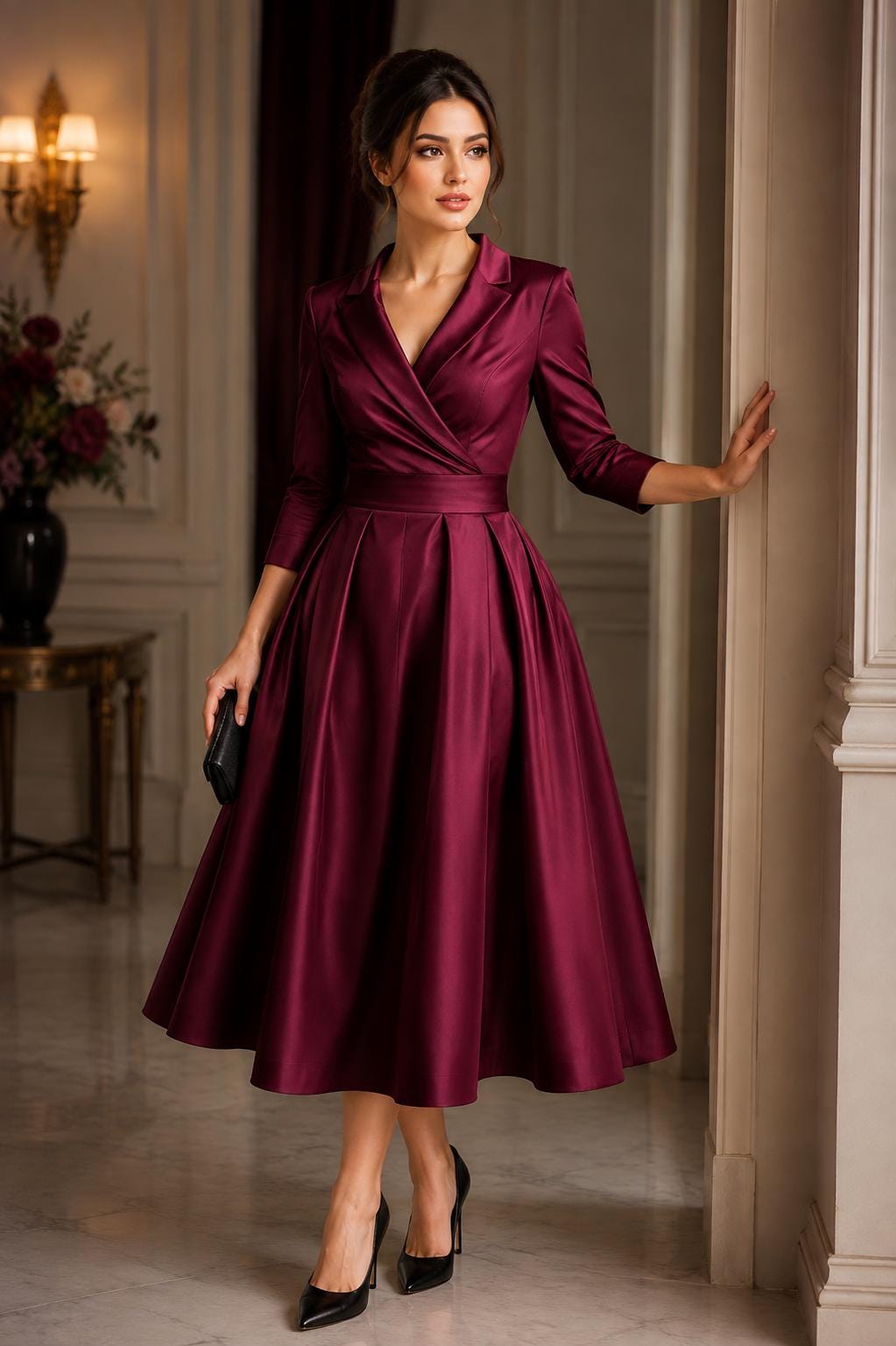 burgundy church dresses for women Womens Pant Size:34 Its fold over neckline streetfighter DOLCE & GABBANA SUMMER