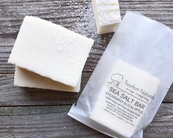 Sea Salt Soap 3 bar bundle - Handmade Cold Process, All Natural, lightly scented, vegan, essential oil soap, Salt Bar