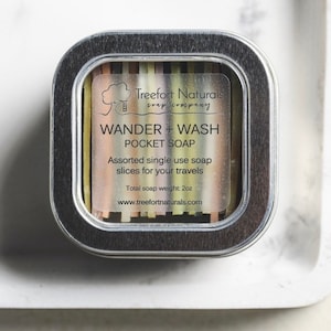 Wander + Wash Pocket Soap - single use soap slices, travel soap, camping soap, Airbnb soap, refills available