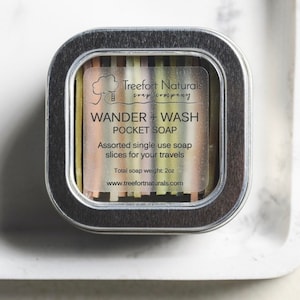 Wander + Wash Pocket Soap - single use soap slices, travel soap, camping soap, Airbnb soap, refills available, stocking stuffer