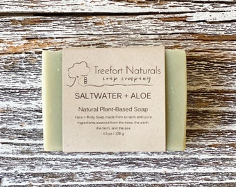 Saltwater + Aloe Soap, natural plant-based coconut milk soap