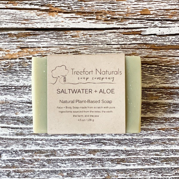 Saltwater + Aloe Soap, natural plant-based coconut milk soap