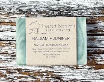 Balsam + Juniper Soap - Handcrafted cold process soap, Organic, Natural, Plant-based, Essential Oils