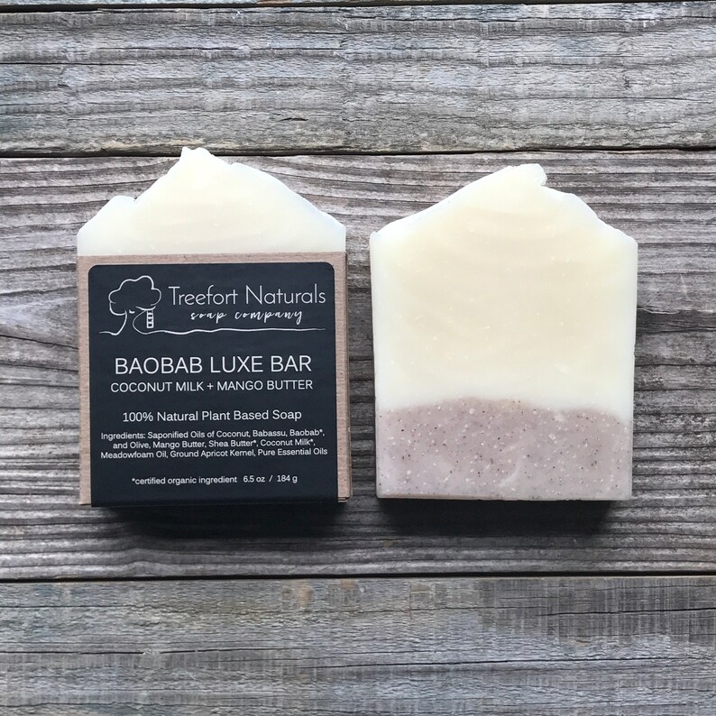 Baobab Luxe Bar luxury plant-based soap, natural cold process soap, face and body soap image 1