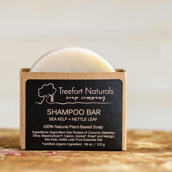 Shampoo Bar - Sea Kelp + Nettle Leaf, Natural plant based shampoo soap