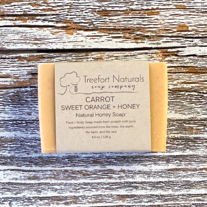 Carrot Sweet Orange Honey Soap Handmade Cold Process, Organic, All Natural, Local Honey, Essential Oils image 1