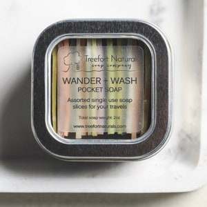 Wander Wash Pocket Soap single use soap slices, travel and camping soap, Airbnb soap, refills available, mini soaps image 2