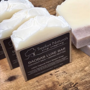 Baobab Luxe Bar luxury plant-based soap, natural cold process soap, face and body soap image 2