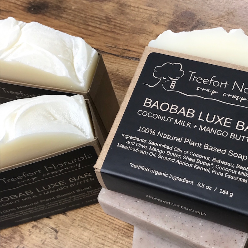 Baobab Luxe Bar luxury plant-based soap, natural cold process soap, face and body soap image 4