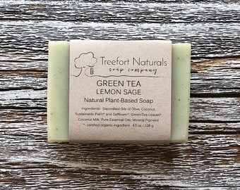 Green Tea Lemon Sage Soap - Handmade Cold Process, Organic, All Natural, lightly scented, vegan