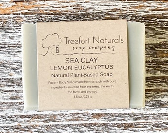 Sea Clay Lemon Eucalyptus Soap - Handmade Cold Process, All Natural, vegan, essential oils