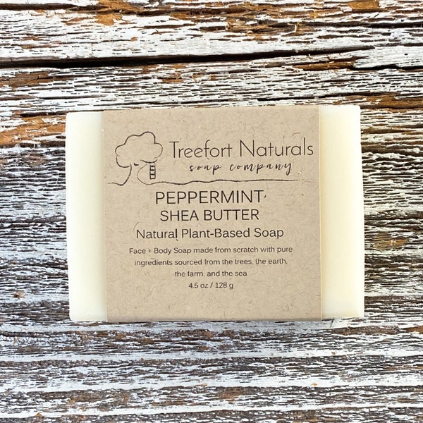 Peppermint Shea Butter Soap - Handmade soap, Cold Process, All Natural soap, vegan soap, essential oil soap