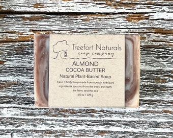 Almond Cocoa Butter Soap - Handmade Cold Process Soap, All Natural, lightly scented soap