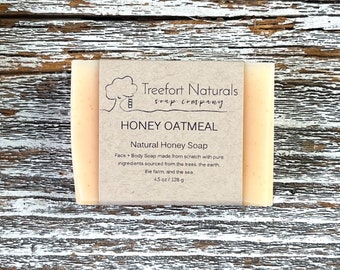 Honey Oatmeal Soap - Handmade Cold Process Coconut Milk soap, All Natural, essential oil soap, lightly scented