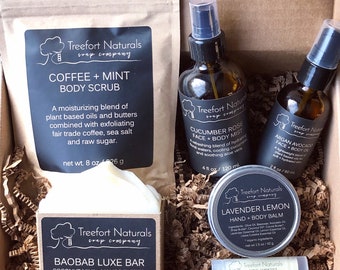 The Luxe Gift Box - savon et soin naturels, gommage, brume, huile pour le visage et le corps, baume pour les mains, baume à lèvres