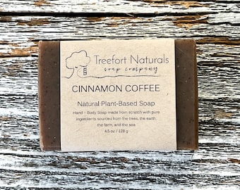 Cinnamon Coffee Soap - Handmade Cold Process, Organic, All Natural, scented, vegan, coconut milk soap, exfoliating soap