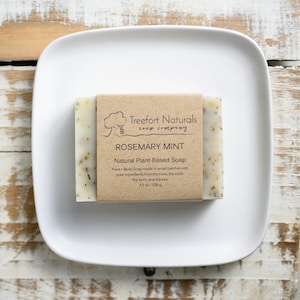 Sapone al rosmarino e alla menta - Fatto a mano, processo a freddo, completamente naturale, a base vegetale, oli essenziali, sapone esfoliante, sapone alle erbe