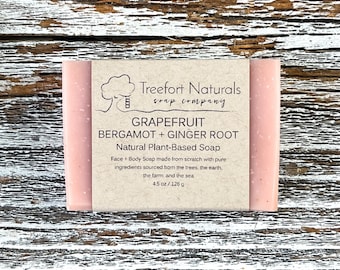 Grapefruit Bergamot + Ginger Root soap - Handmade Cold Process, All Natural, vegan, essential oils