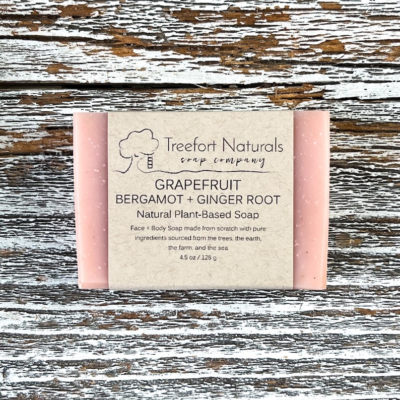 Grapefruit Bergamot Ginger Root soap Handmade Cold Process, All Natural, vegan, essential oils image 1