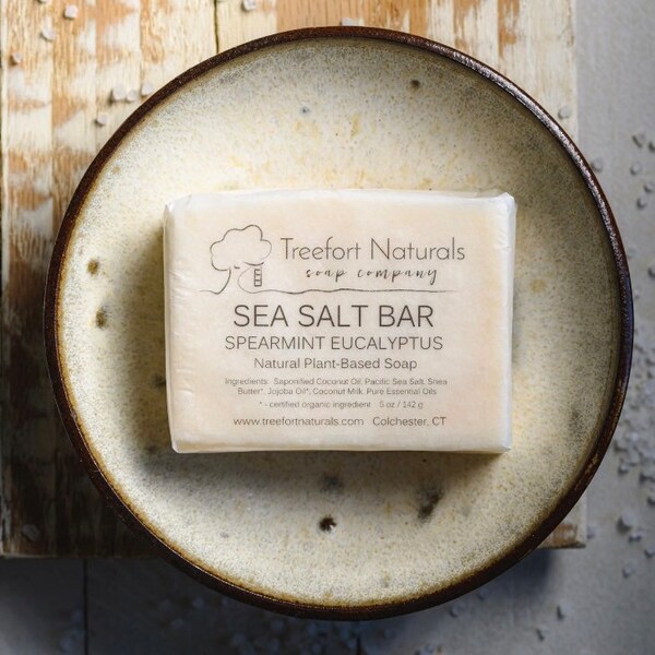 Sea Salt Soap - Handmade Natural Cold Process soap, Salt bar, Plant-based coconut milk soap