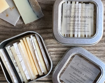 Wander + Wash Pocket Soap - Einweg Seifenscheiben, Reiseseife, Campingseife, Airbnb Seife, Nachfüllen verfügbar