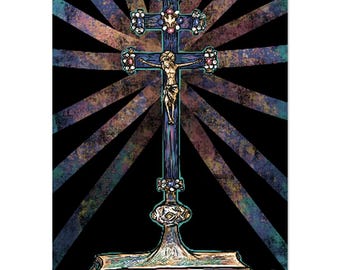 Het Kruis van Anjou, psychedelische versie - kunstprint in Angers, 2 printformaten beschikbaar